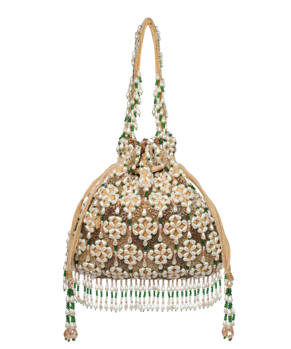 Falak Gold Suede Embellished Potli
