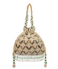 Falak Gold Suede Embellished Potli