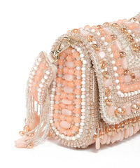 Noor Pastel-Colour Suede Embellished Clutch