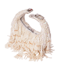 Emma Ivory Suede Pearl Embellished Hobo Bag
