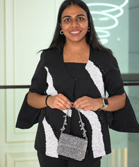 Kiyara Grey Suede Crystal Embellished Mini Bag