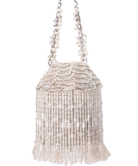 Nova Silver Suede Embellished Bucket Bag