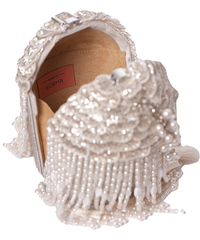 Nova Silver Suede Embellished Bucket Bag