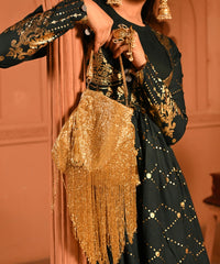Bailey Gold Suede Handcrafted Potli