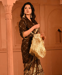 Bailey Gold Suede Handcrafted Potli
