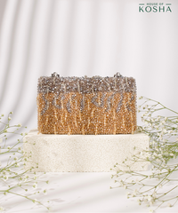 Elsie Gold & Silver Suede Clutch