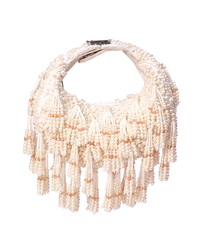 Emma Ivory Suede Pearl Embellished Hobo Bag