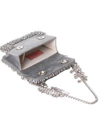 Elana Grey Suede Crystal Embellished Mini Bag
