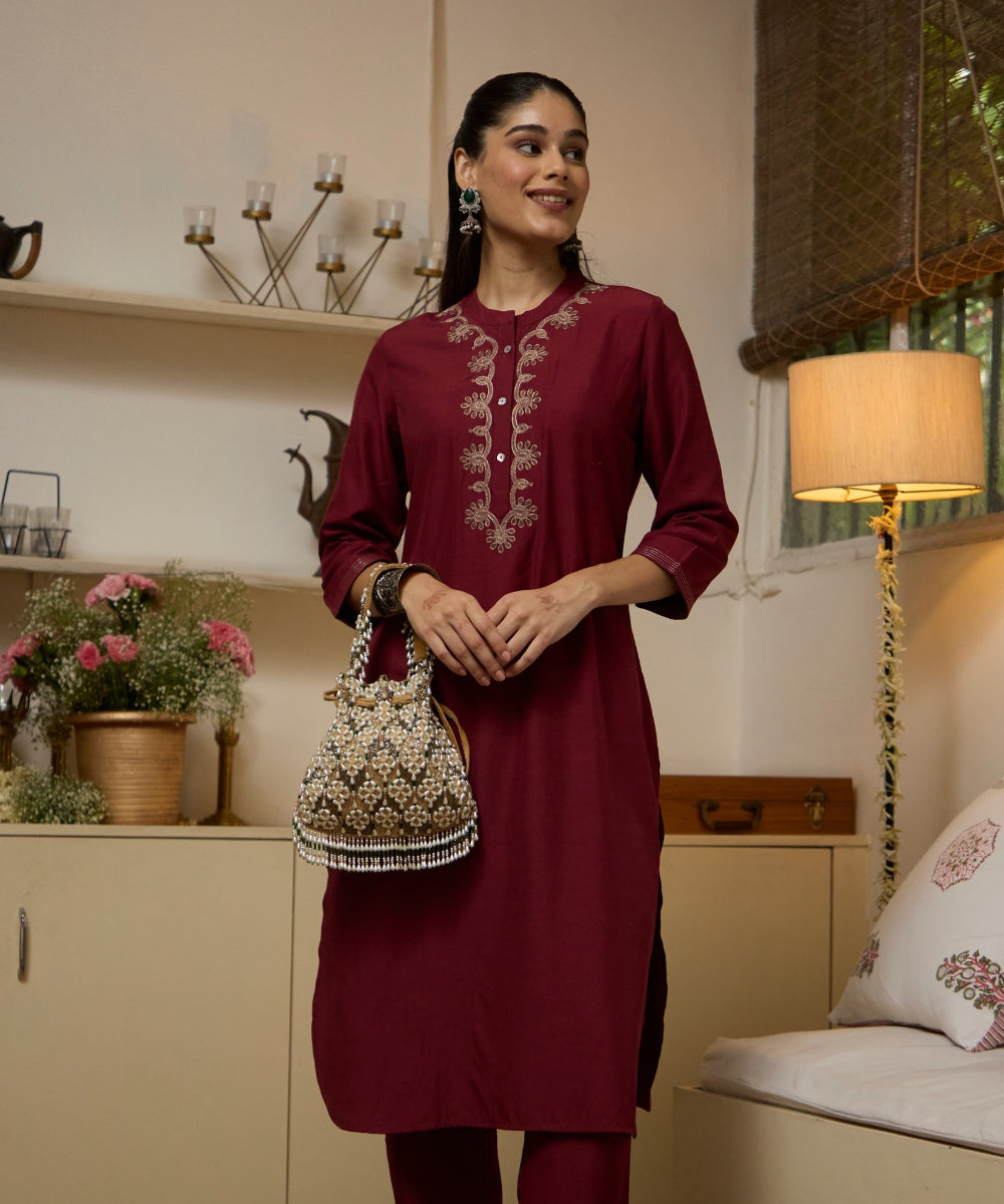Falak Gold Suede Embellished Potli