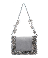 Elana Grey Suede Crystal Embellished Mini Bag