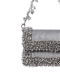 Elana Grey Suede Crystal Embellished Mini Bag