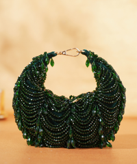 Liona Green Suede Embellished Hobo Bag