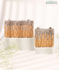 Elsie Gold & Silver Suede Clutch