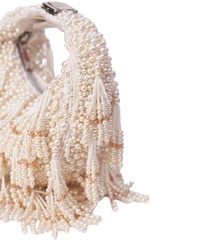 Emma Ivory Suede Pearl Embellished Hobo Bag