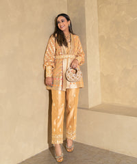 Serin Gold Pastel Suede Embellished Hobo Bag