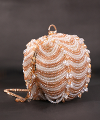 Velora Gold Georgette Embellished Round Bag