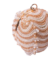Velora Gold Georgette Embellished Round Bag