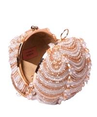 Velora Gold Georgette Embellished Round Bag