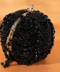 Velora Black Suede Embellished Round Bag