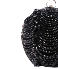 Velora Black Suede Embellished Round Bag