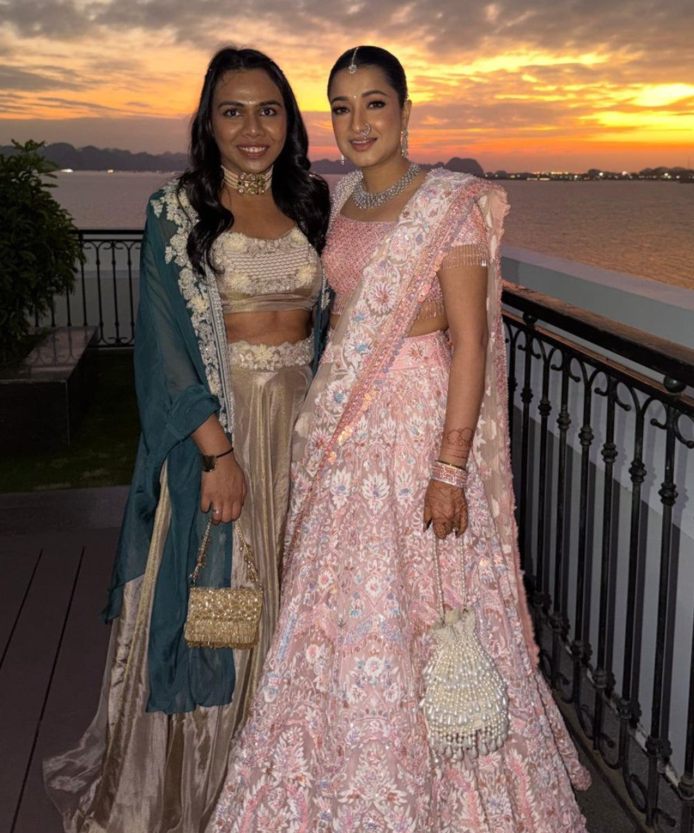 Zarah Ivory Pearl Suede Bucket Bag