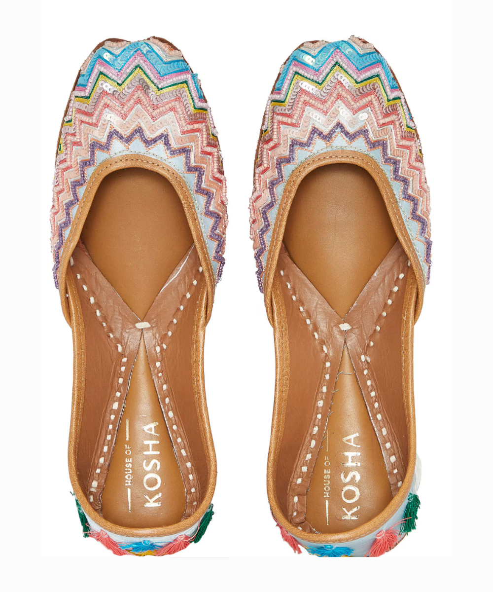 Ocean Drive Hand-Embroidered Leather Jutti