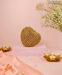 Lola Gold Suede Embellished Heart Bag