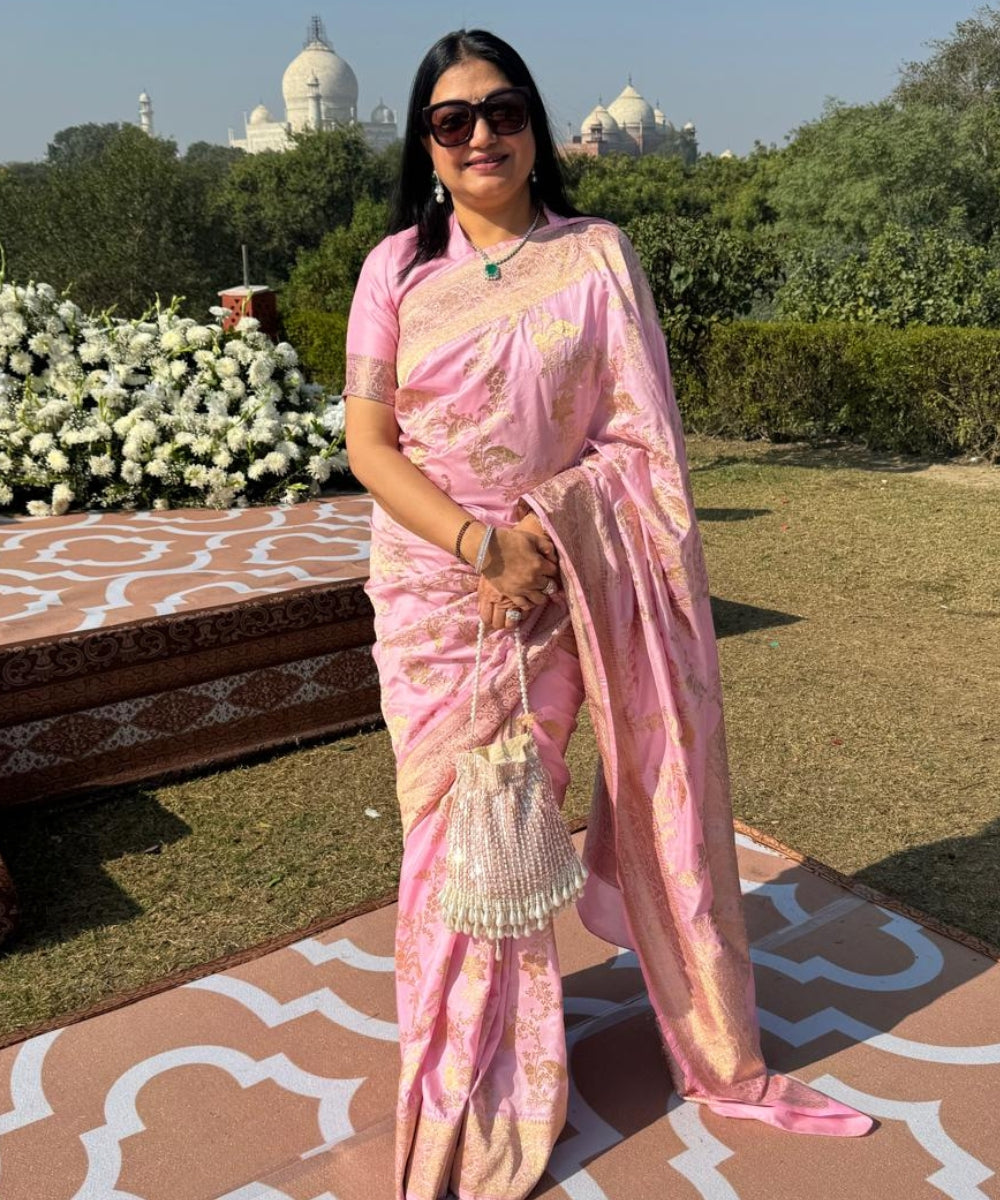 Aurelia Pink Suede Embellished Potli