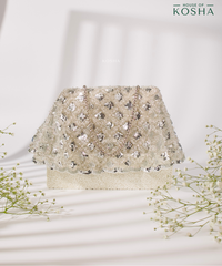 Grace Silver Suede Embellished Clutch