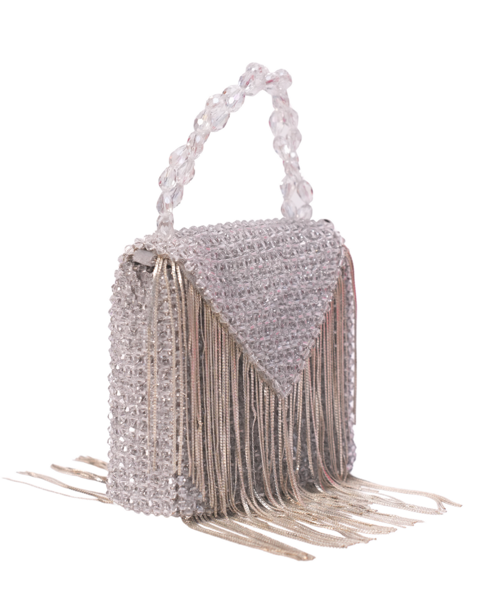 Natali Silver Embellished Mini Bag