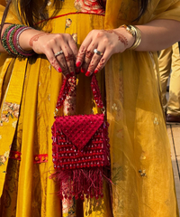 Luna Maroon Embellished Mini Bag- House of Kosha -1