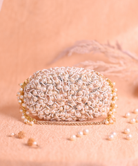 Chloe Ivory Suede Pearl Clutch