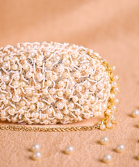 Chloe Ivory Suede Pearl Clutch