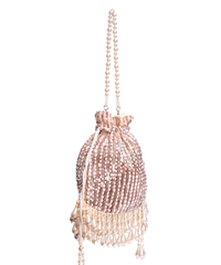 Aurelia Pink Suede Embellished Potli