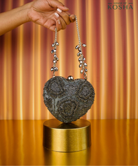 Cora Grey Suede Embellished Heart Bag