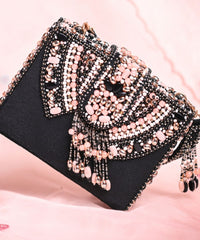 Sara Black Suede Embellished Box Bag