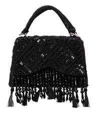 Elara Black Suede Embellished Box Bag