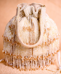 Rayna Ivory Suede Embellished Potli