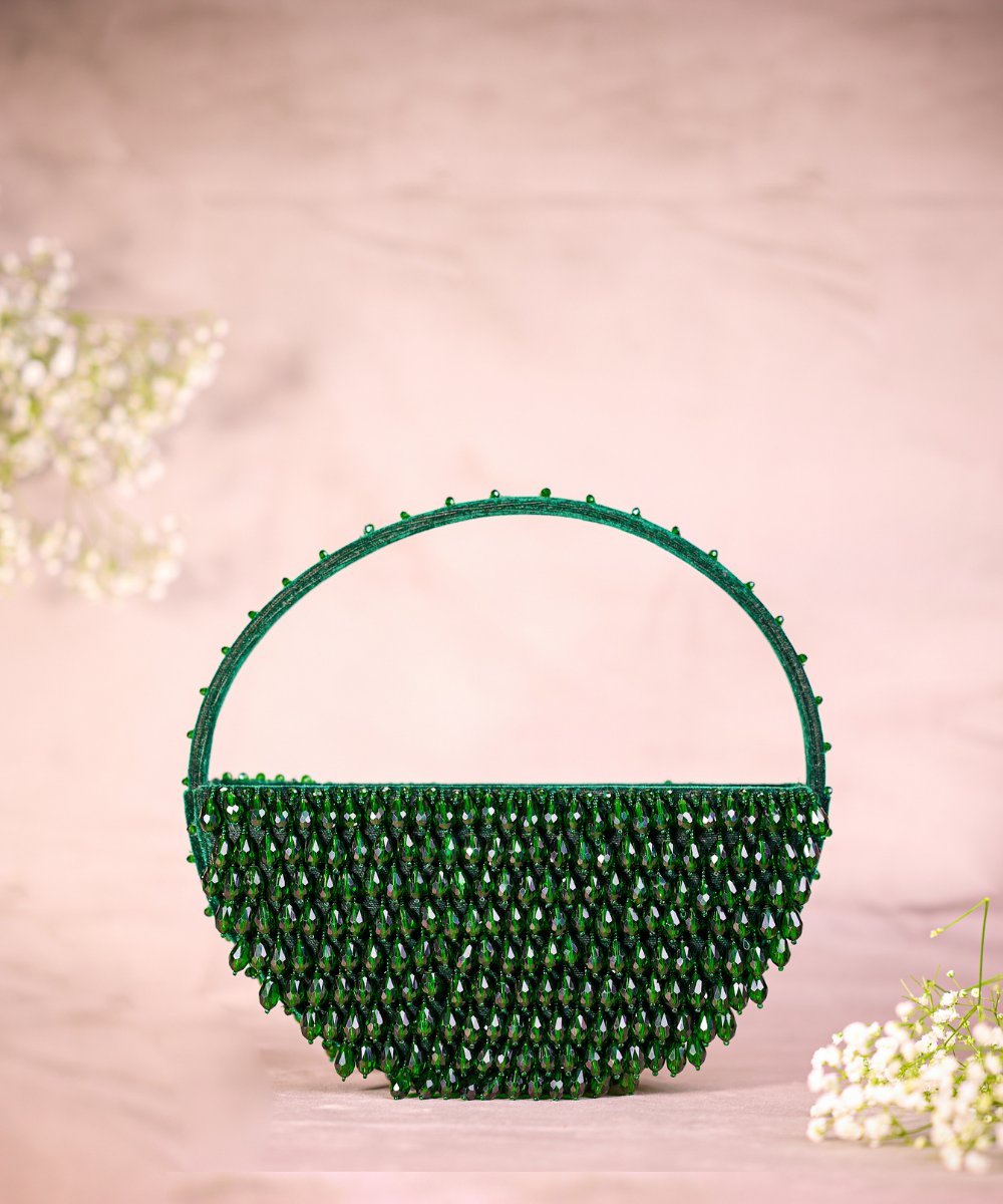 Clara Green Suede Embellished Hand Bag