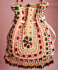 Aiza Multicolor Suede Embellished Potli