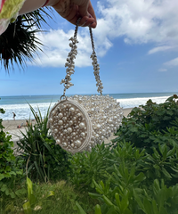 Kai Ivory Embellished Cylinder Bag