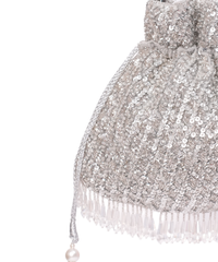 Sitara Silver Suede Sequin Embellished Potli