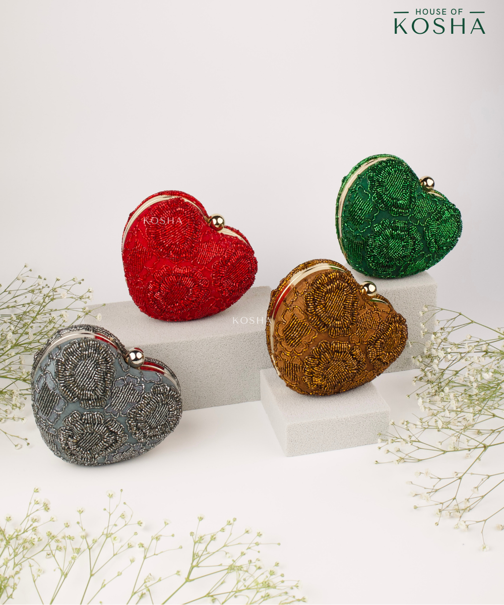 Cora Copper Suede Embellished Heart Bag