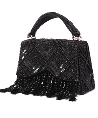 Elara Black Suede Embellished Box Bag