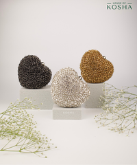 Lola Silver Suede Embellished Heart Bag