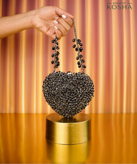 Lola Black Suede Embellished Heart Bag