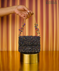 Kiyara Metallic Suede Crystal Embellished Mini Bag