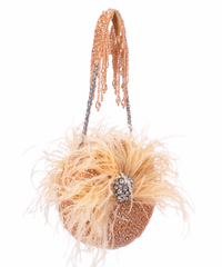 Kiraz Golden Suede Embellished Clutch