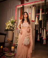 Farah Ivory Suede Pearl Potli