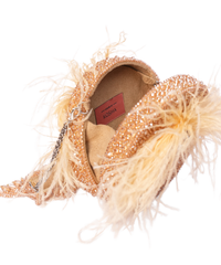 Kiraz Golden Suede Embellished Clutch